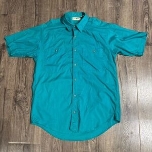 Vintage 80’s L.L. Bean Men's Vibrant Teal Button Down Shirt size Medium